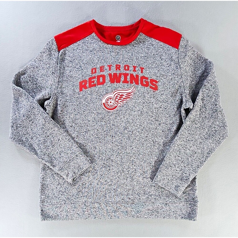 Detroit Red Wings NHL Officially Licensed Men's L Gray/Red Crewneck Sweatshirt